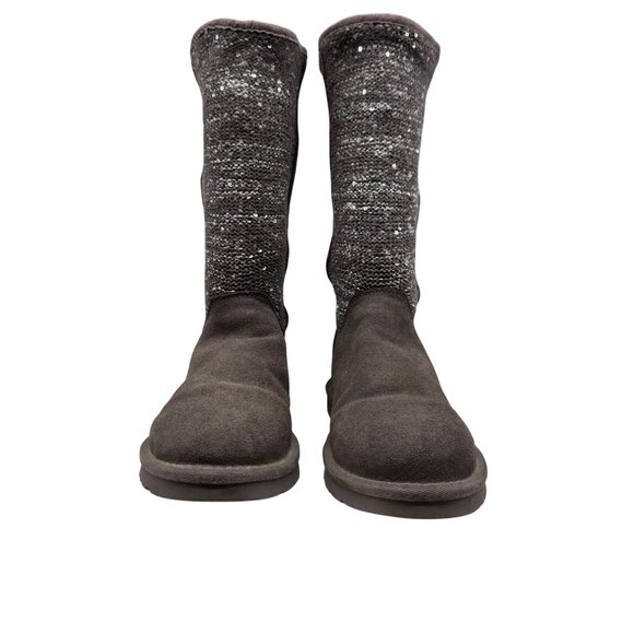 UGG Australia Camaya Gray Suede Knit Sequin Tall Boots Women's Size 7-1006711 - Picture 4 of 10